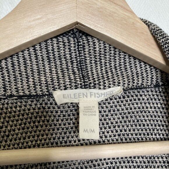 Eileen Fisher Cardigan Sweater Women Size M Open Knit Beige 100% Organic Linen - Picture 11 of 12
